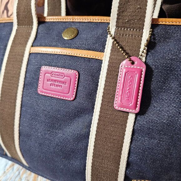 Rare! Vintage LARGE Y2k Coach Denim Tote Purse - Picture 2 of 9